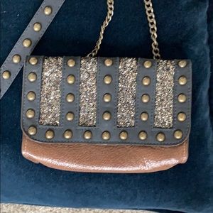 Leatherock Glitter and Studded Mini Crossbody Bag